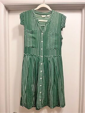 Green Polka Dot Button-Front Dress